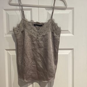 Gray lace silk cami from Abercrombie